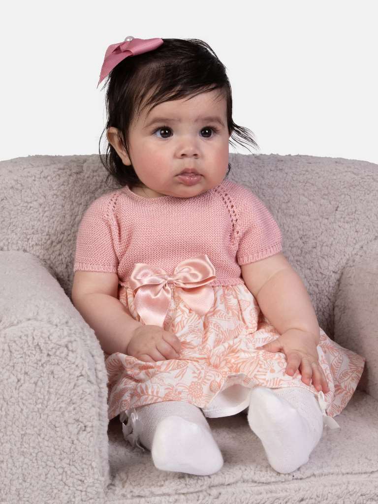 Baby Girl Nova Collection Half Knit Spanish Dress-Zebra