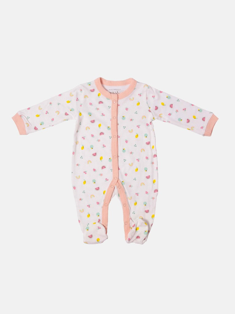 Baby Girl Fruits Watch Me Grow 5-piece Set - White & Coral Pink