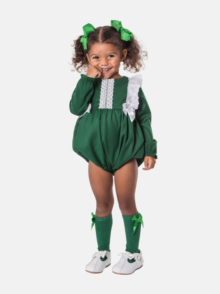 Baby Girl Nevaeh Collection Spanish Romper Set - Green