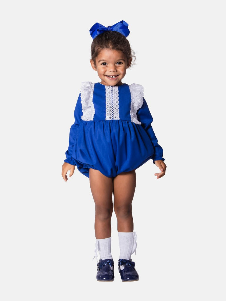 Baby Girl Nevaeh Collection Spanish Romper Set - Royal Blue