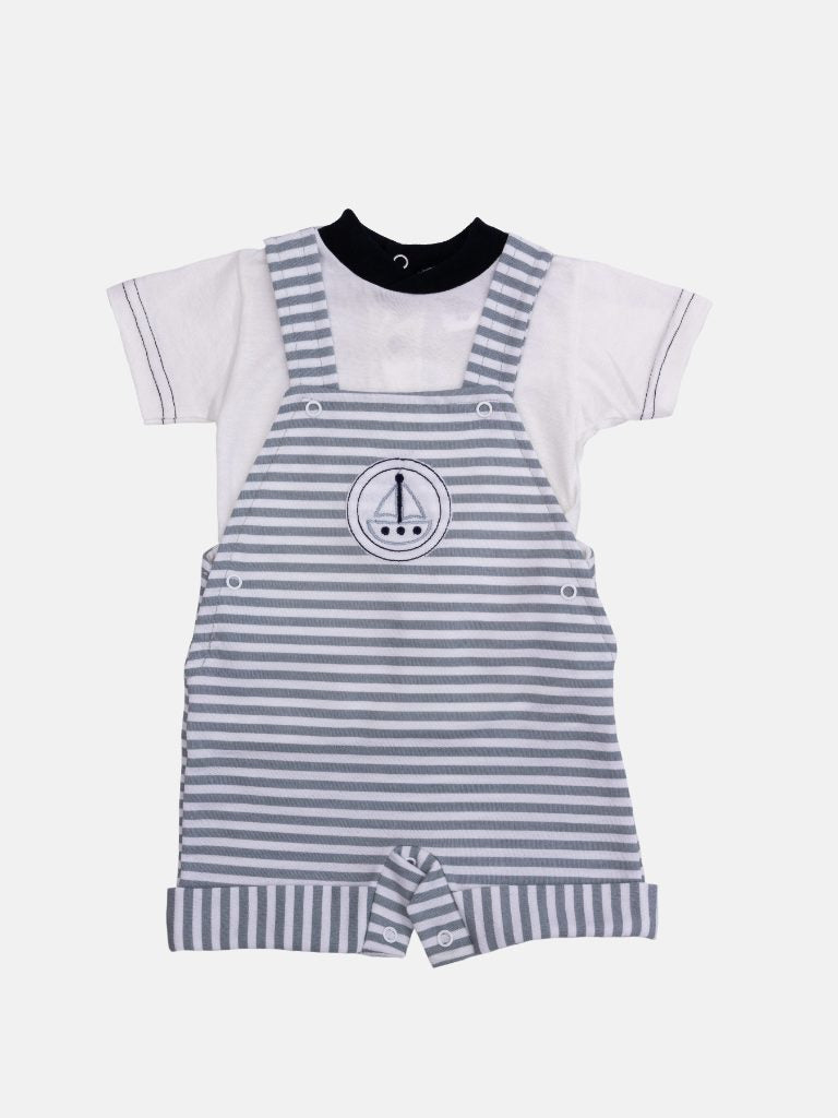 Baby Boy Sailor Collection Dungaree 2 Piece Set-Grey