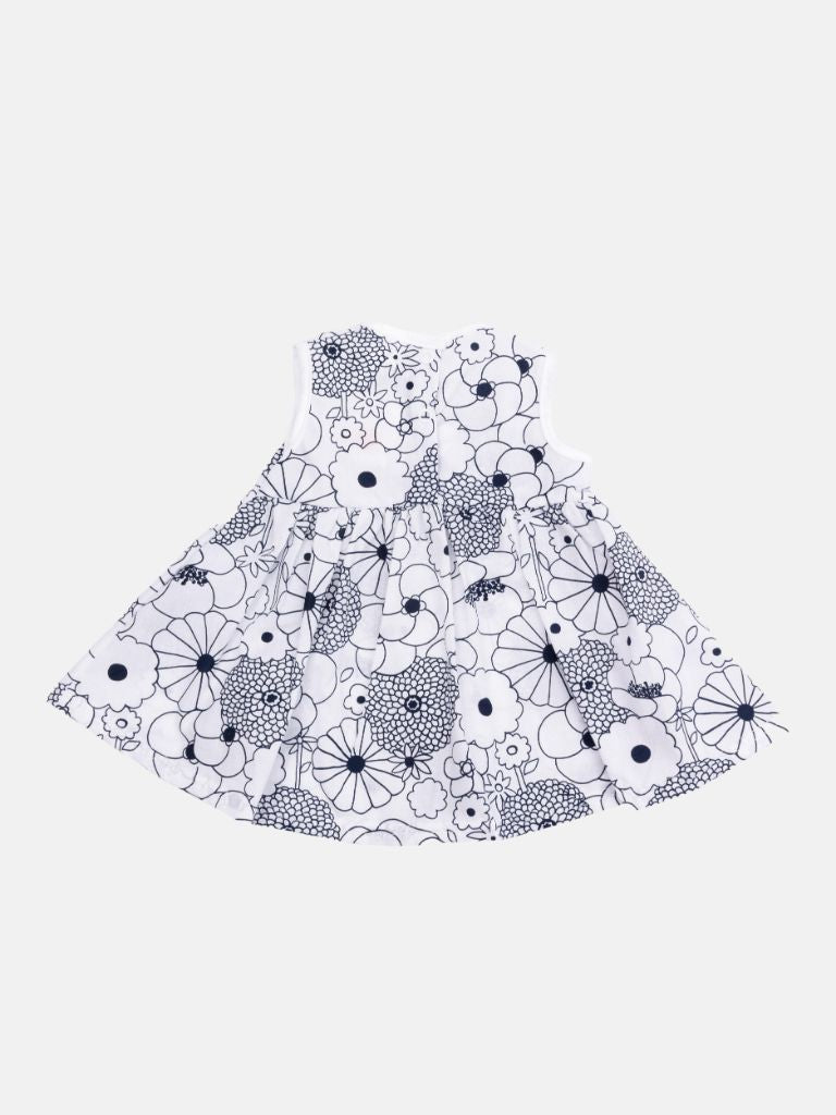 Baby Girl summer Floral Dress with knickers - Navy Blue