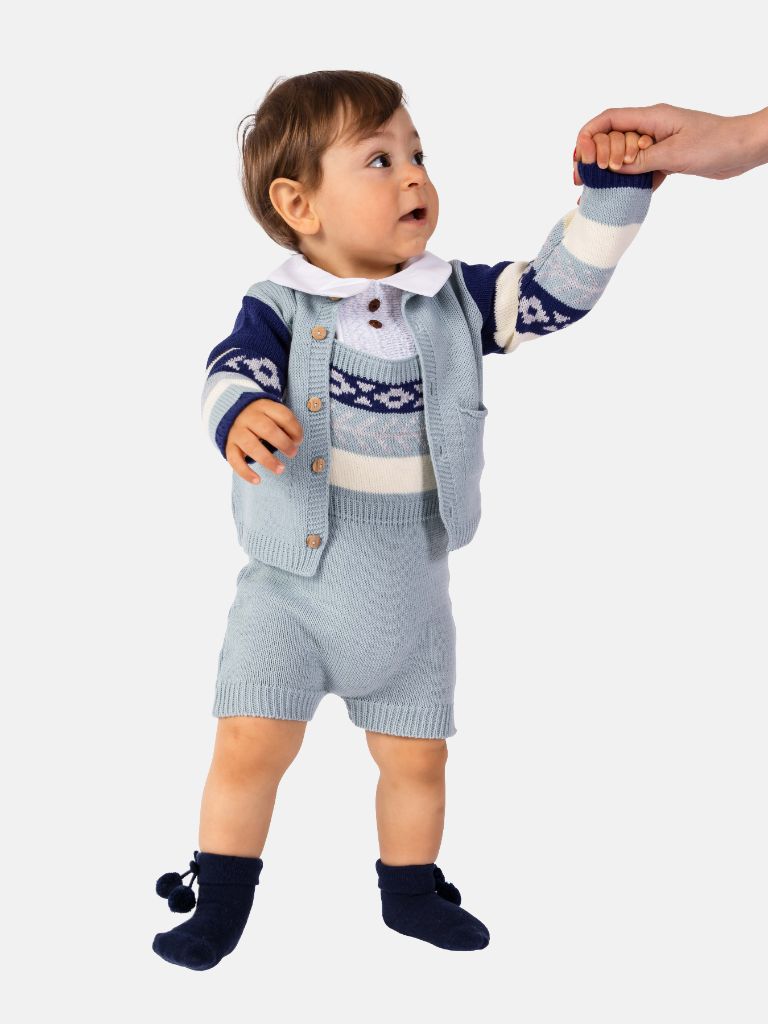 Baby Boy Marco Collection 2-piece Spanish Knitted Set - Powder Blue