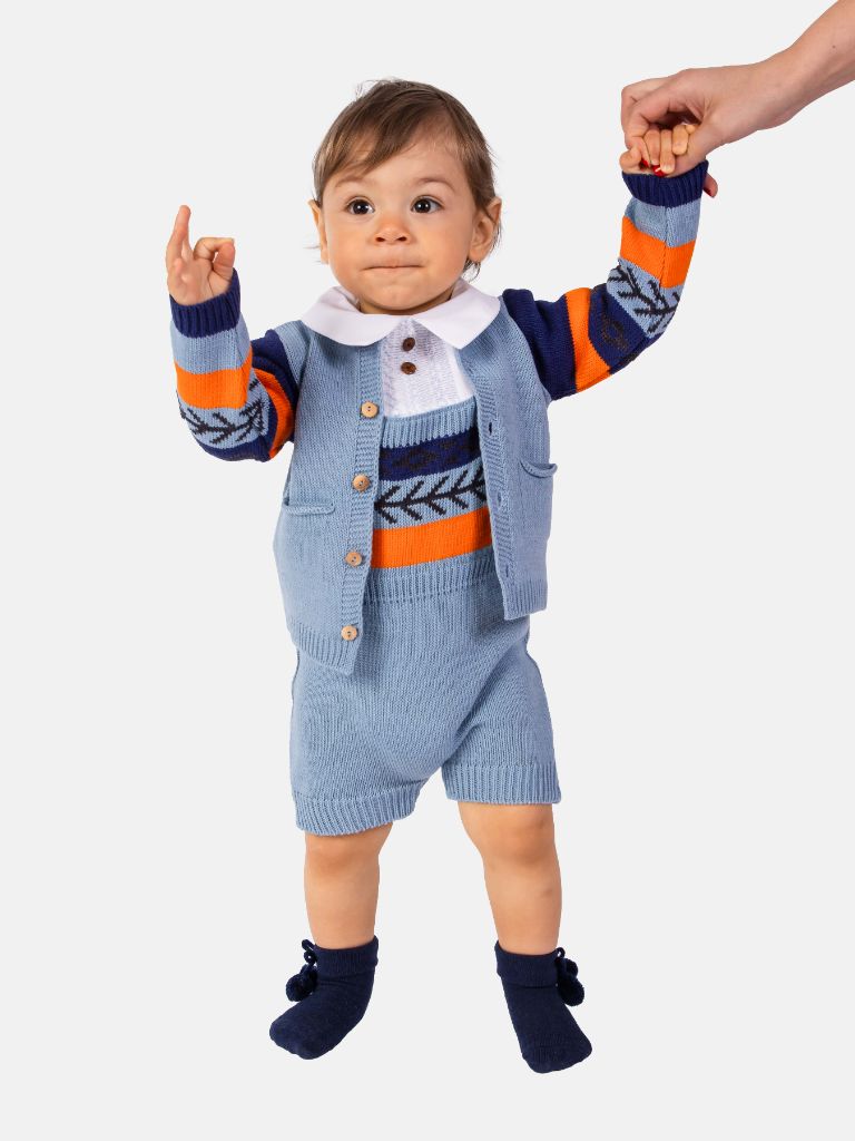 Baby Boy Marco Collection 2-piece Spanish Knitted Set - Ocean Blue