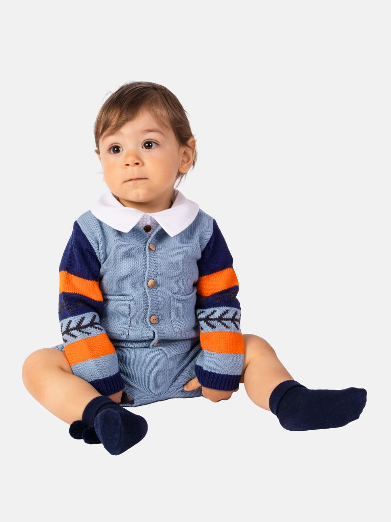 Baby Boy Marco Collection 2-piece Spanish Knitted Set - Ocean Blue
