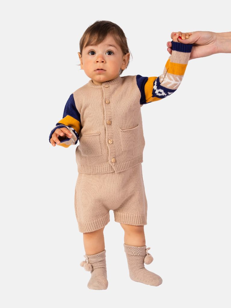 Baby Boy Marco Collection 2-piece Spanish Knitted Set - Beige