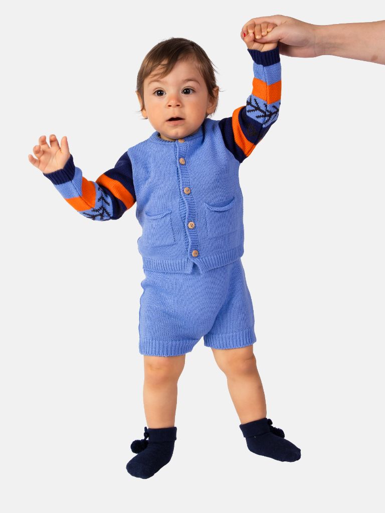 Baby Boy Marco Collection 2-piece Spanish Knitted Set - Police Blue