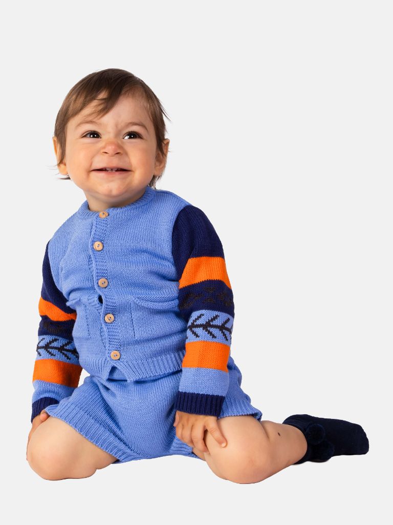 Baby Boy Marco Collection 2-piece Spanish Knitted Set - Police Blue