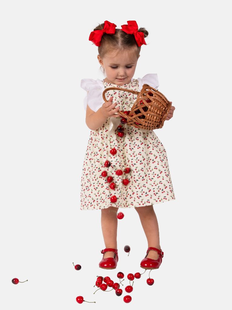 Baby Girl Cherry Collection Ruffle Spanish Dress - Lemon Yellow