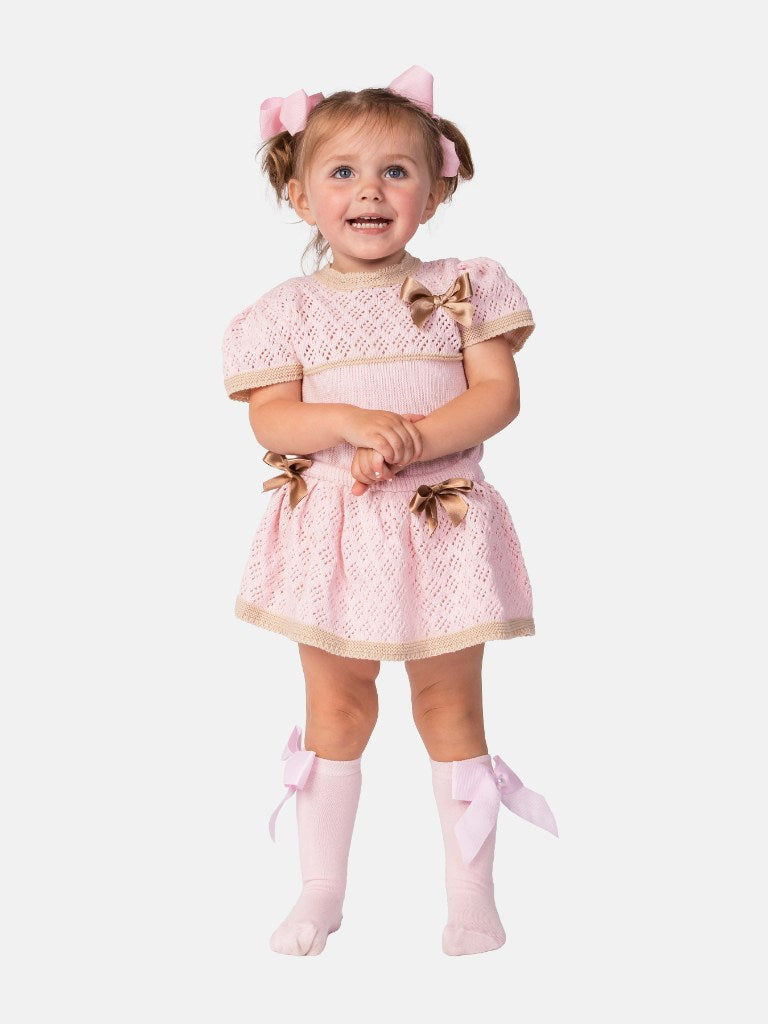 Baby Girl Rachel Collection 2-piece Spanish Knitted Set - Pink