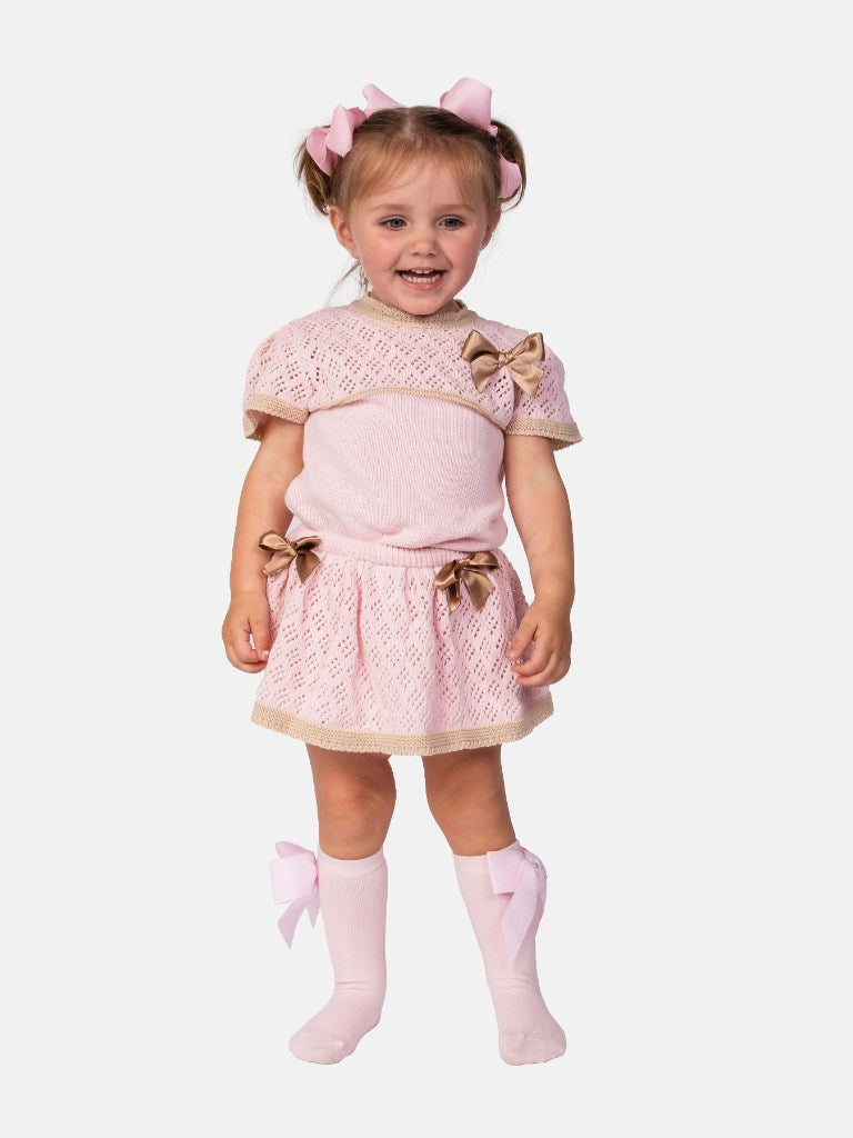 Baby Girl Rachel Collection 2-piece Spanish Knitted Set - Pink