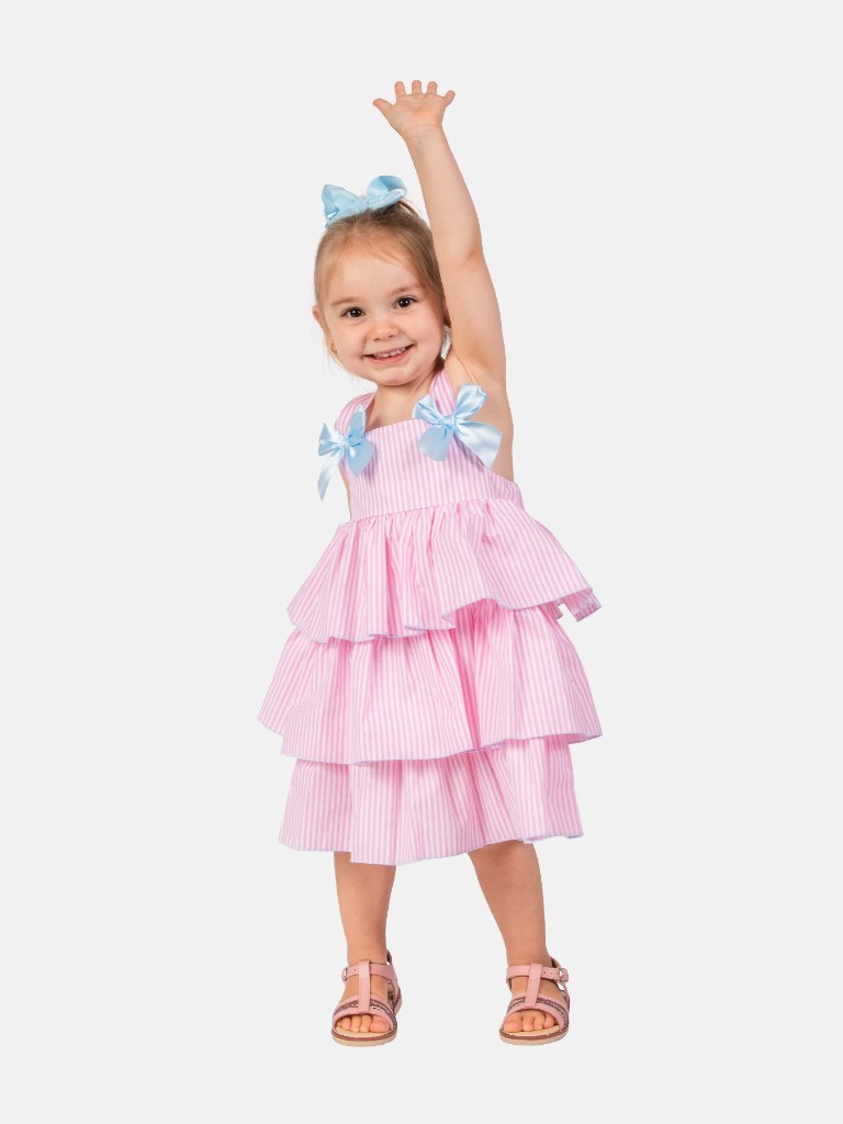 Baby Girl Carolina Collection Spanish Striped Dress - Pink