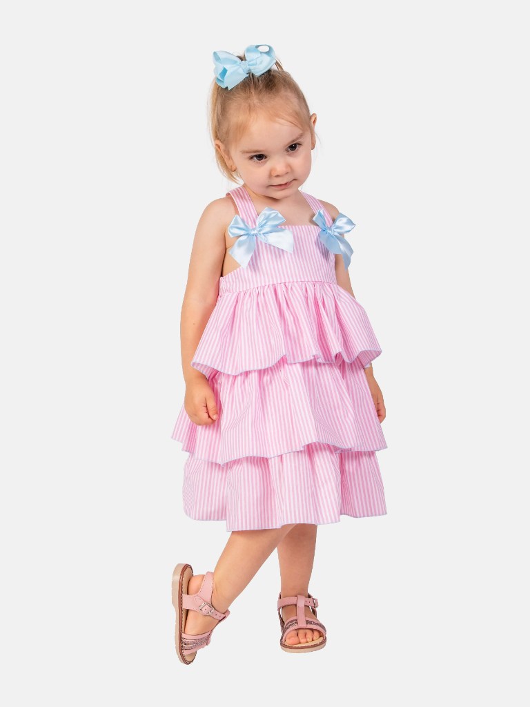 Baby Girl Carolina Collection Spanish Striped Dress - Pink