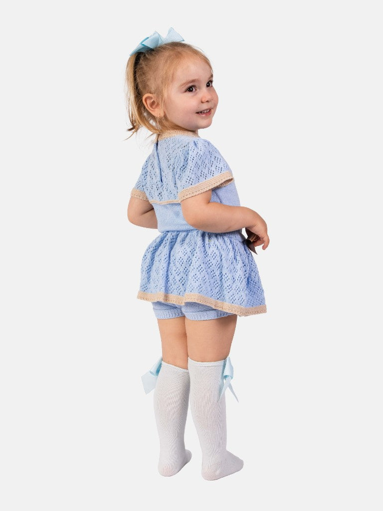 Baby Girl Rachel Collection 2-piece Spanish Knitted Set - Blue