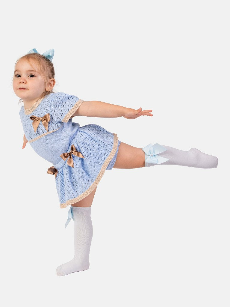 Baby Girl Rachel Collection 2-piece Spanish Knitted Set - Blue