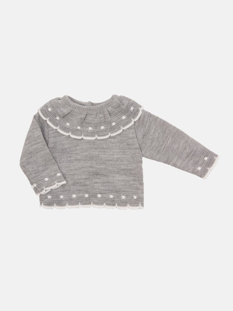 Baby Girl Inues Collection Knitted Set and Bonnet - Grey