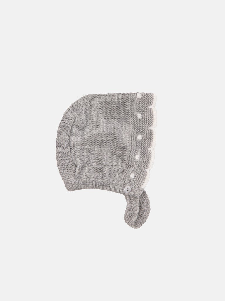 Baby Girl Inues Collection Knitted Set and Bonnet - Grey