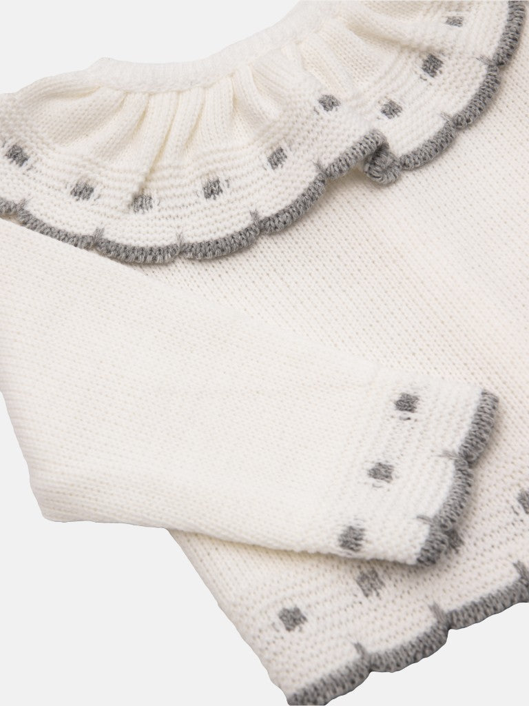 Baby Girl Inues Collection Knitted Set and Bonnet - White