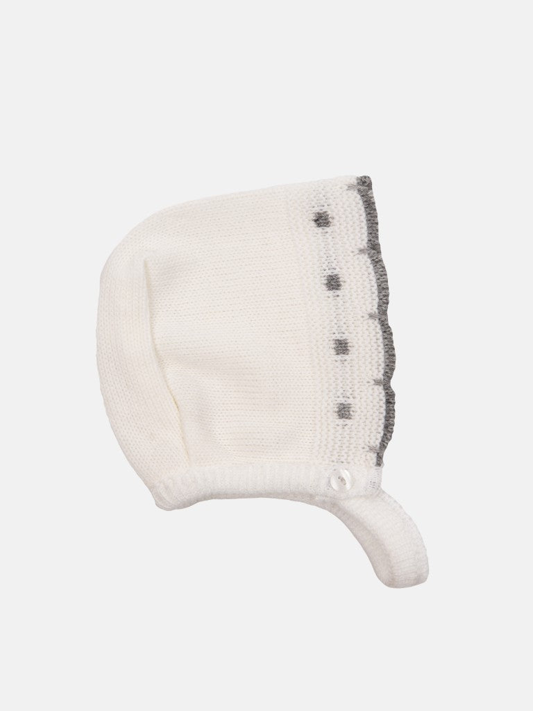 Baby Girl Inues Collection Knitted Set and Bonnet - White