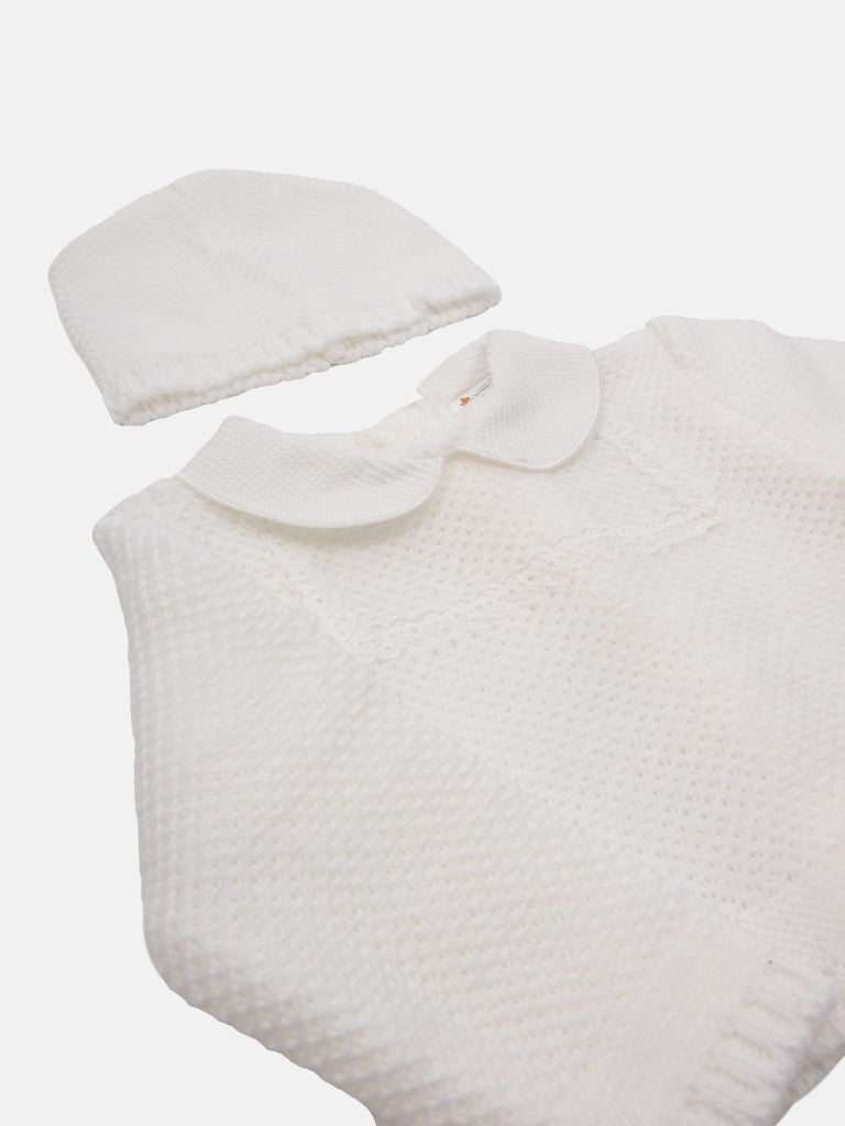 Baby Girl Tami Collection Textured Line Knitted Set - White