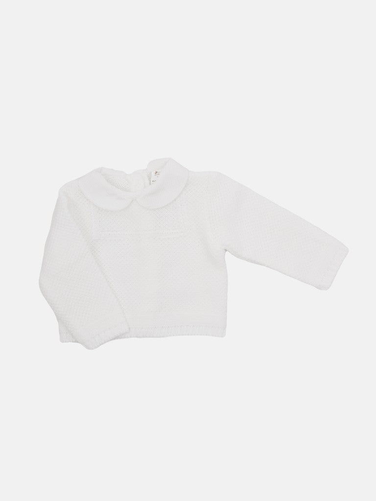 Baby Girl Tami Collection Textured Line Knitted Set - White