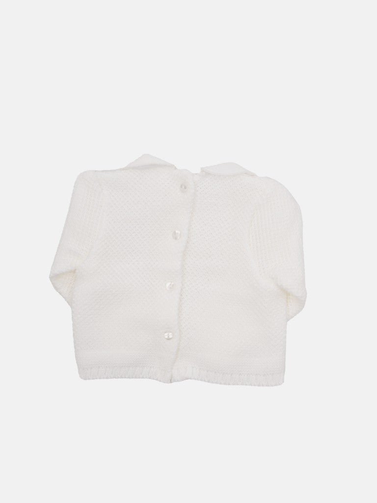 Baby Girl Tami Collection Textured Line Knitted Set - White