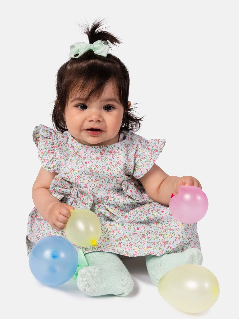 Baby Girl Floral Print Spanish Dress - Mint