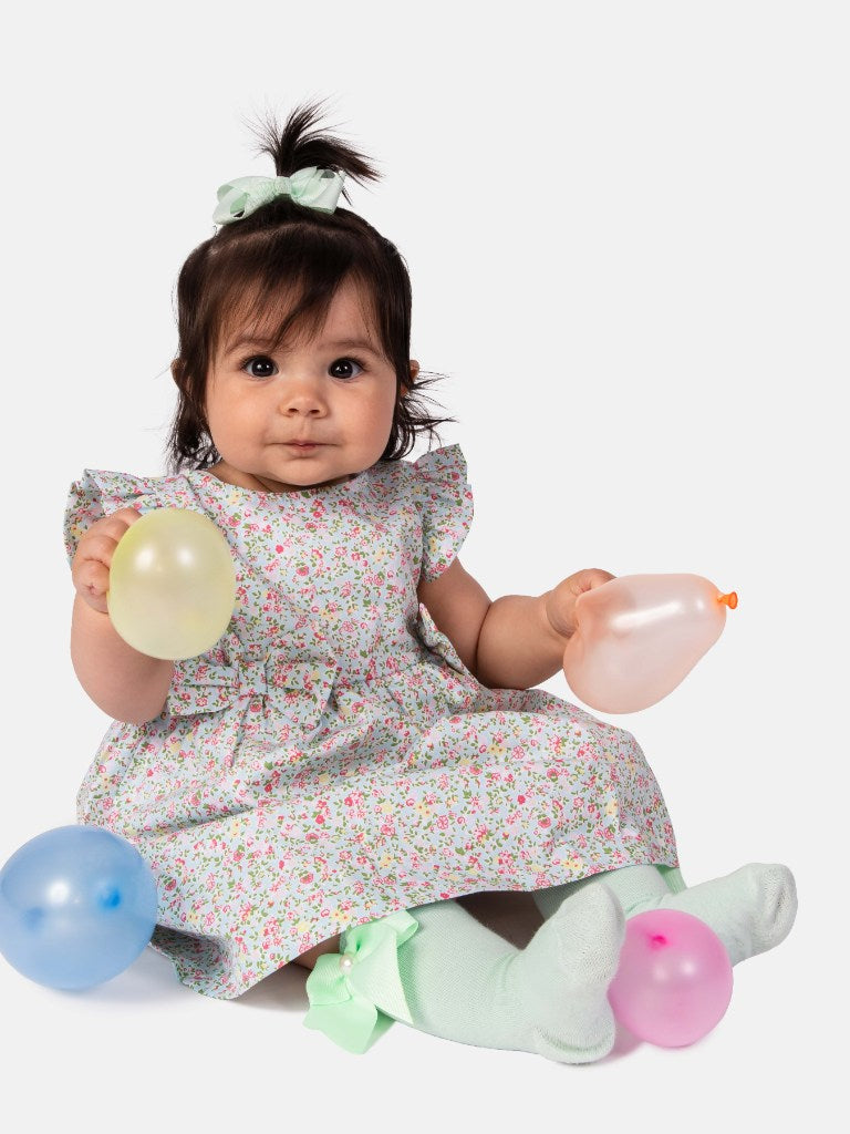 Baby Girl Floral Print Spanish Dress - Mint
