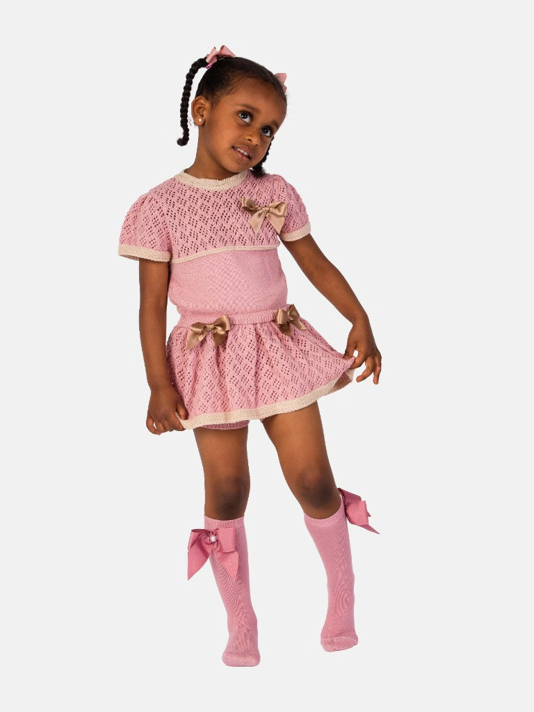 Baby Girl Rachel Collection 2-piece Spanish Knitted Set - Dusty Pink