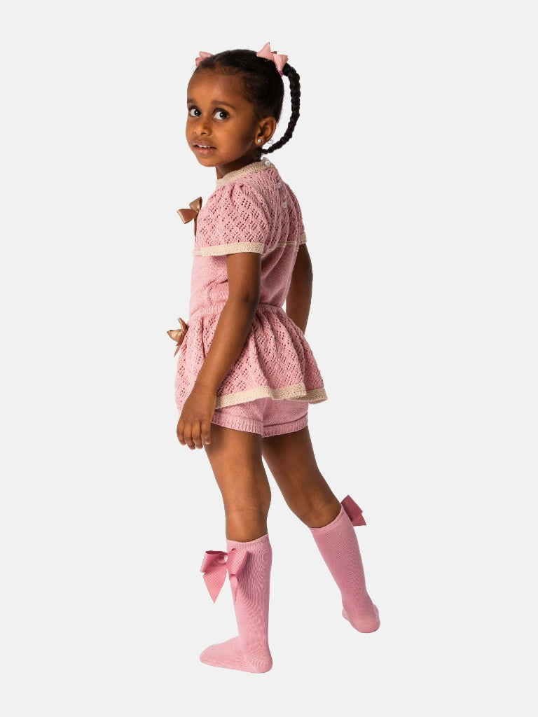 Baby Girl Rachel Collection 2-piece Spanish Knitted Set - Dusty Pink