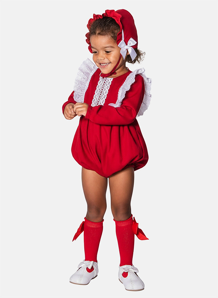 Baby Girl Nevaeh Collection Spanish Romper Set - Red