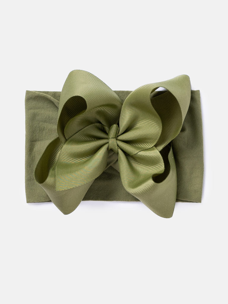 Baby Girl Big Satin Bow Hairband - Earthy Tones