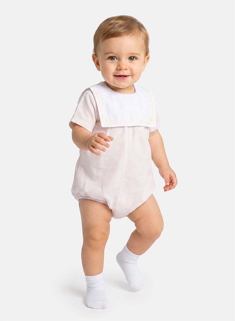 Baby Boy Oscar Collection Romper - Light Beige