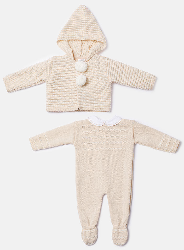 Baby Reyes Collection 2-piece Spanish Knitted Set - Beige