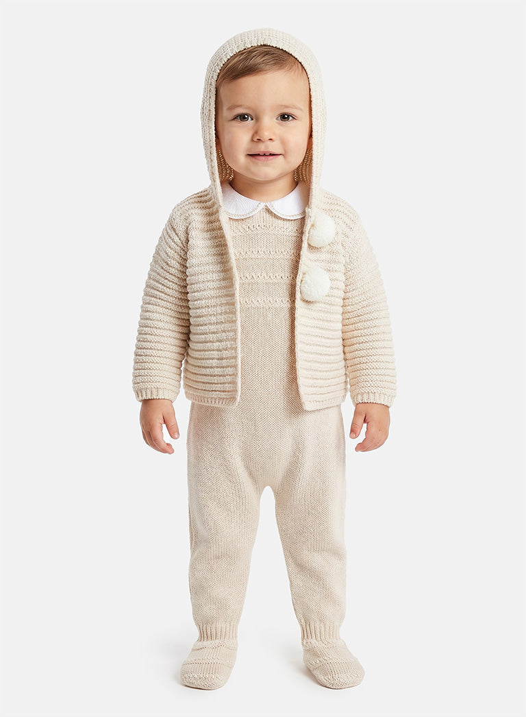 Baby Reyes Collection 2-piece Spanish Knitted Set - Beige