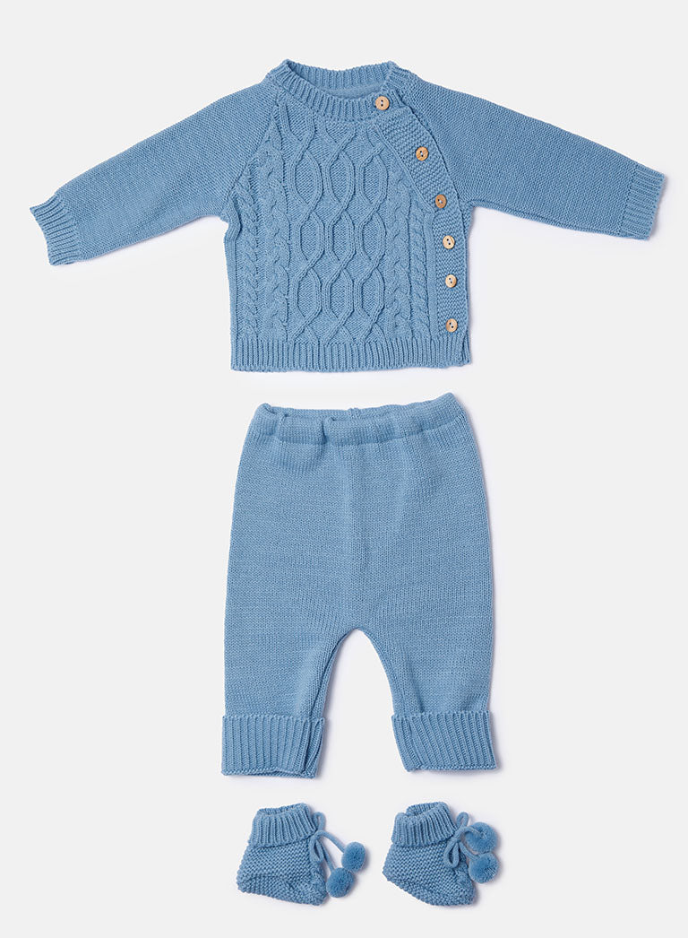 Baby Rio Collection 3-piece Spanish Knitted Set - Blue