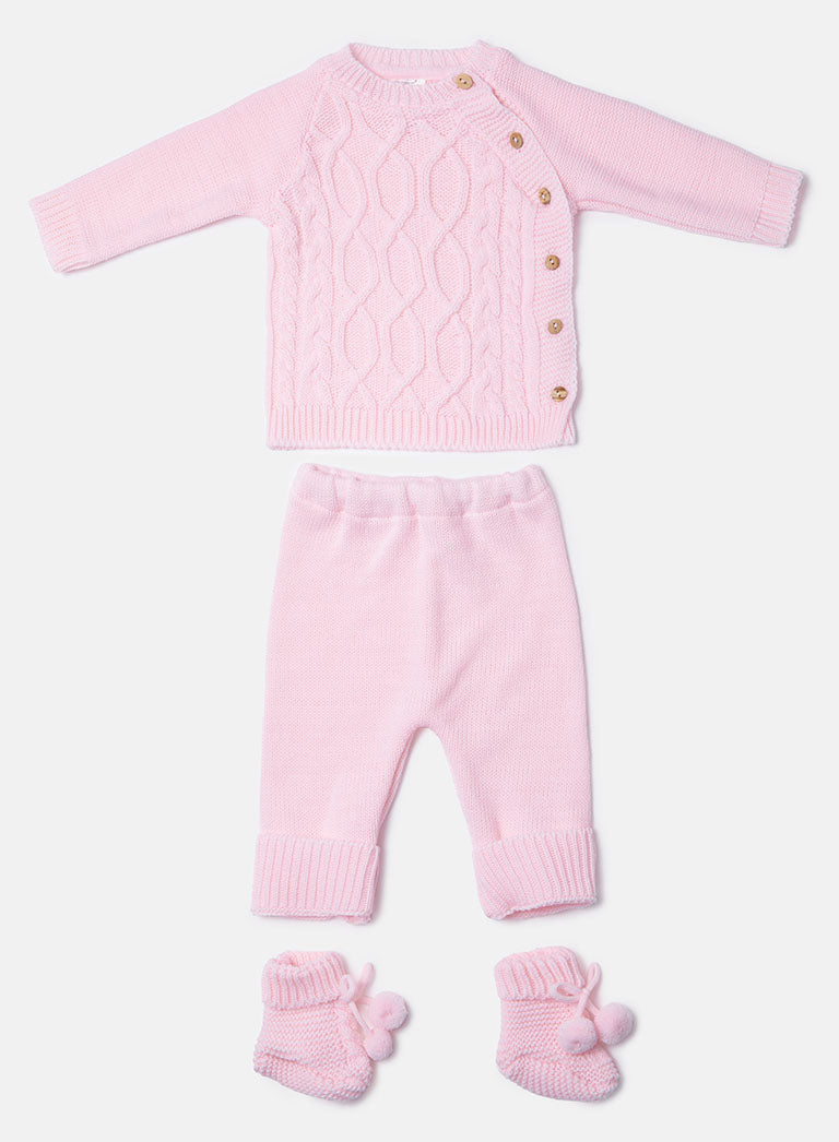 Baby Rio Collection 3-piece Spanish Knitted Set - Baby Pink