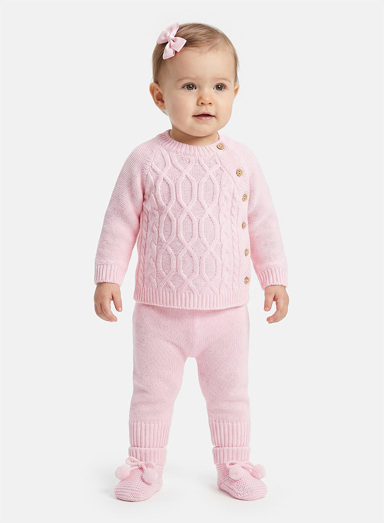 Baby Rio Collection 3-piece Spanish Knitted Set - Baby Pink