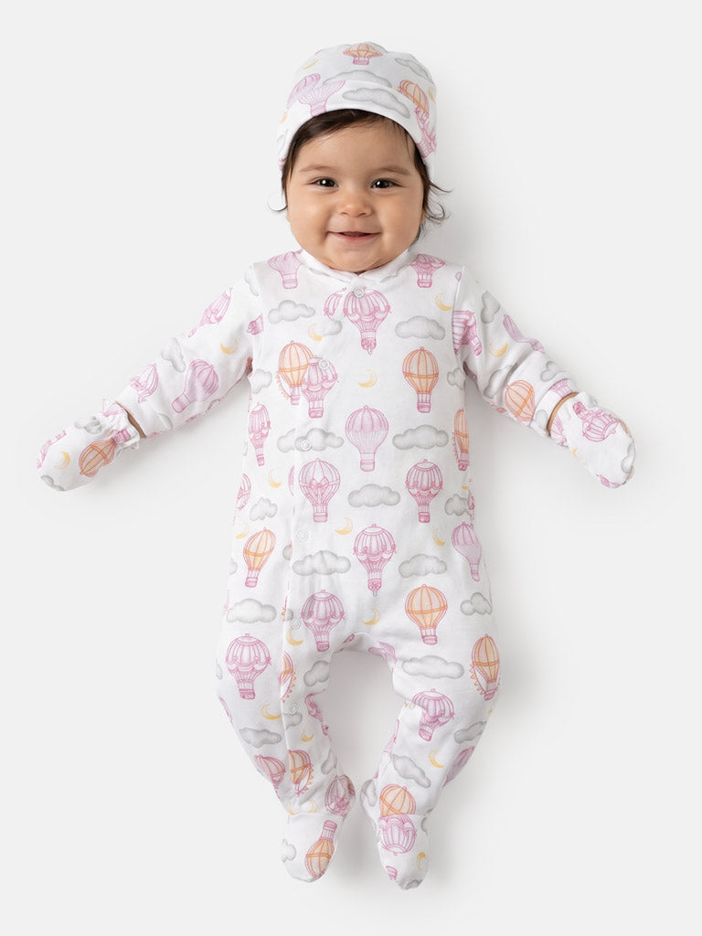 Baby Grow Hot Air Balloon Collection 3-Piece Set - Baby Pink