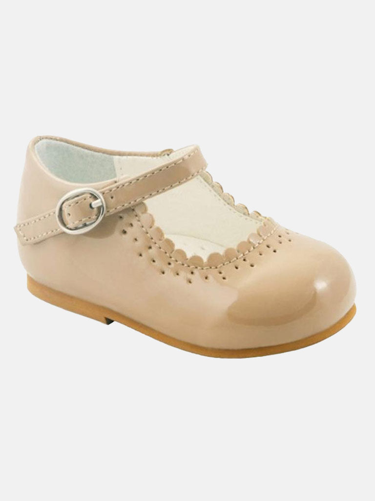 Baby Girl MARY JANE Shoes Emma Scalloped Trim - Camel