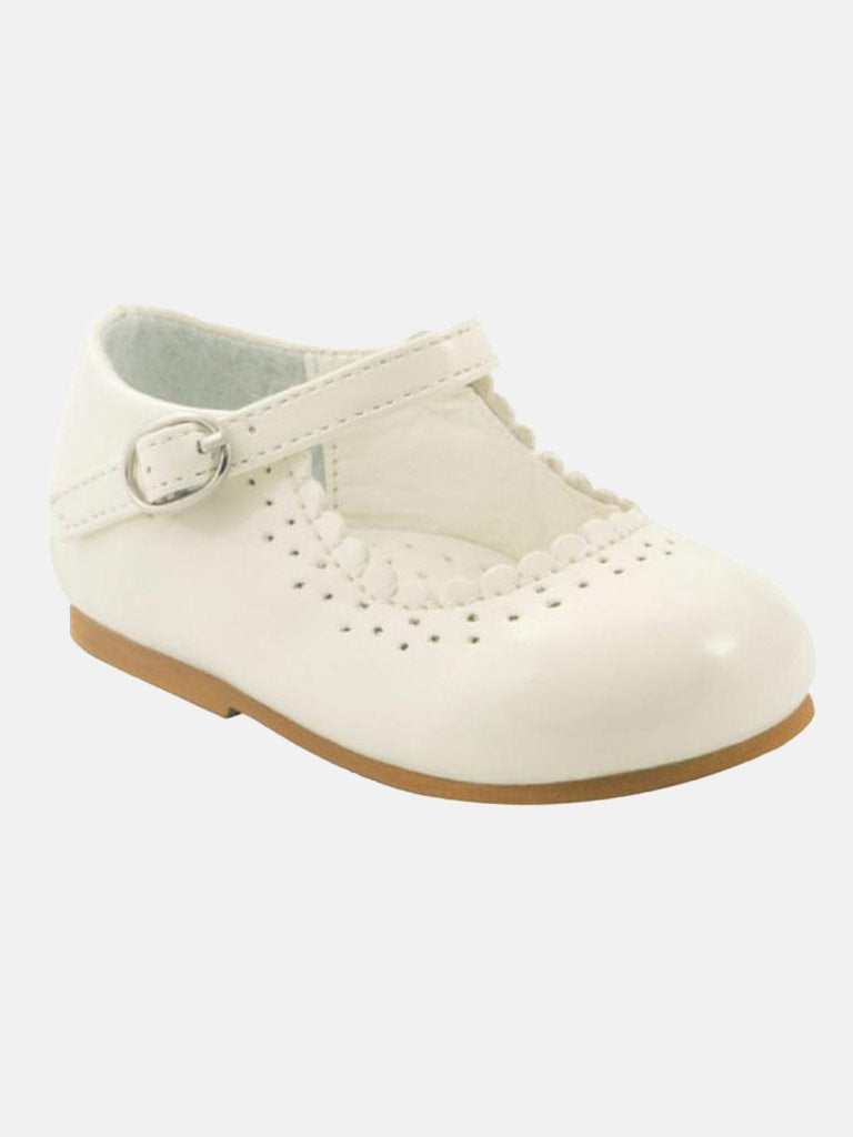 Baby Girl MARY JANE Shoes Emma Scalloped Trim - Ivory