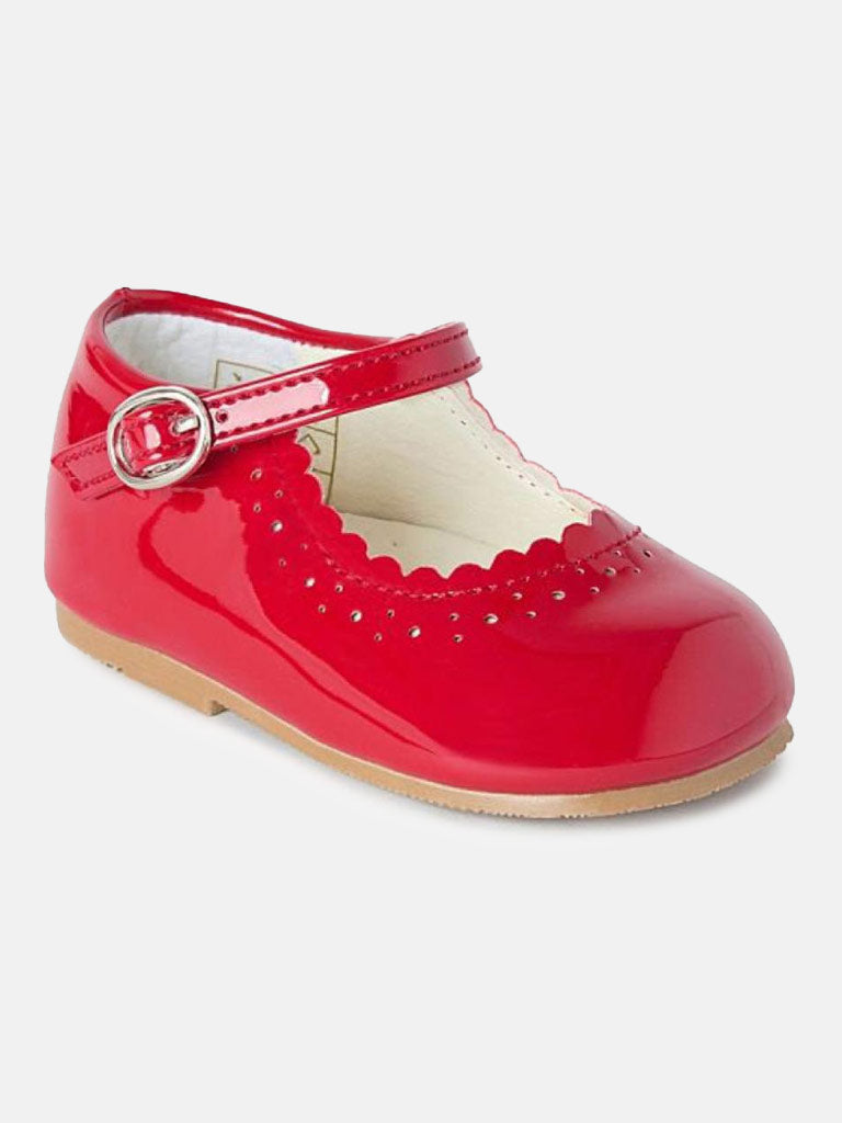 Baby Girl MARY JANE Shoes Emma Scalloped Trim - Red