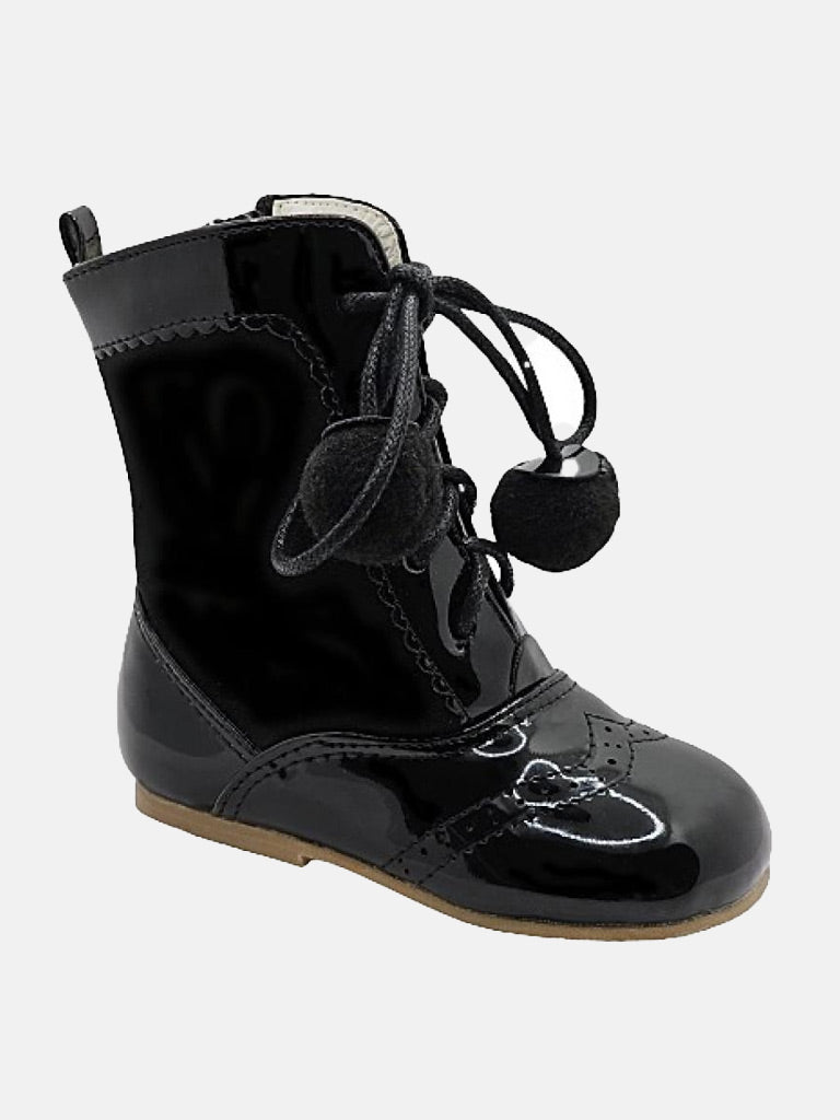 Baby Girl Sienna Zip Up Pom-pom Boots - Black