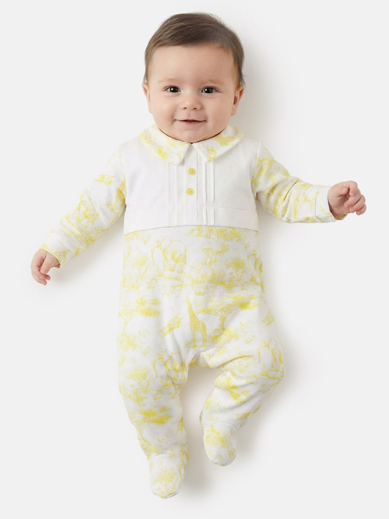 Baby Grow Safari Collection with Buttons - Lemon Yellow