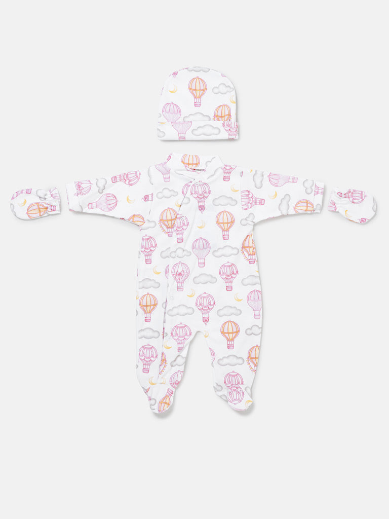 Baby Grow Hot Air Balloon Collection 3-Piece Set - Baby Pink