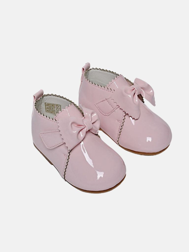 Baby Girl Tia Patent Bow Boots - Baby Pink