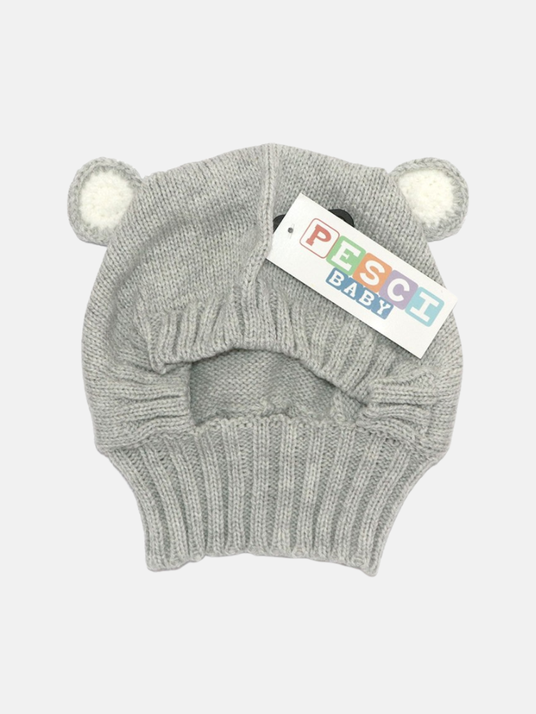 Baby Unisex Teddy Ears Knitted Hat - Grey