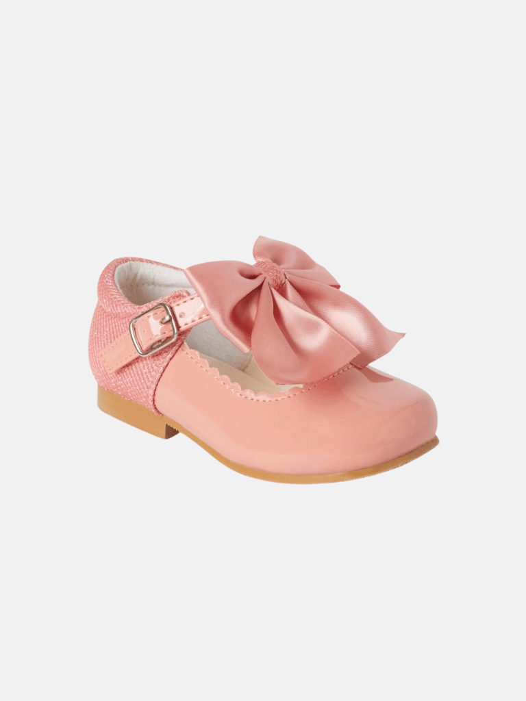 Baby Girl Sparkle Bow Shoes KRISTY Collection - Peach Orange