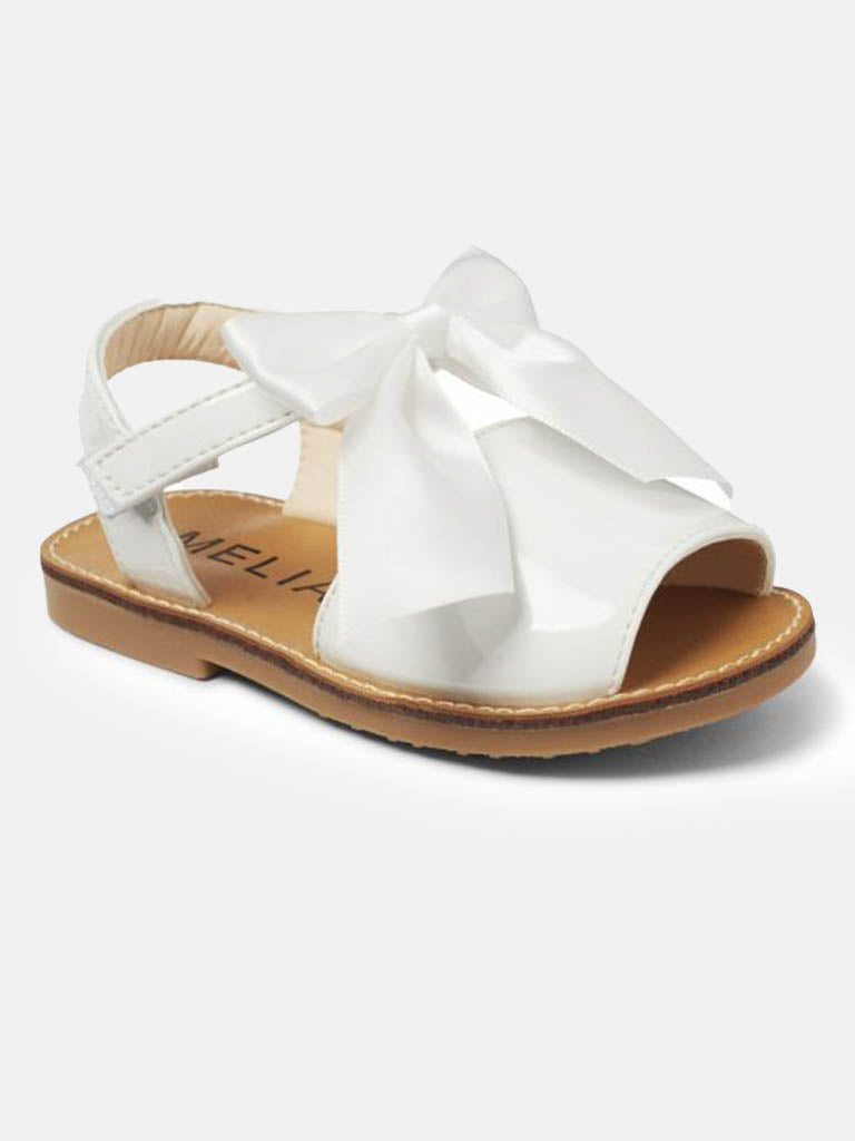Baby Girl Melia Sandals with Satin Bow MARTINA Collection-White
