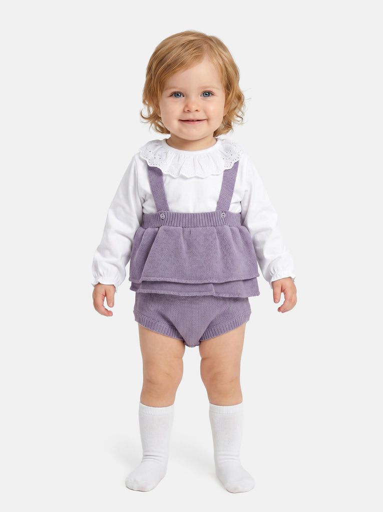Baby Girl Nerea Collection 2-piece Spanish Knitted Set - Lilac